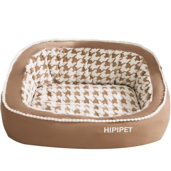 Houndstooth Backrest Oval Pet Bed