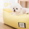 Korean - style Checkered Pet Bed