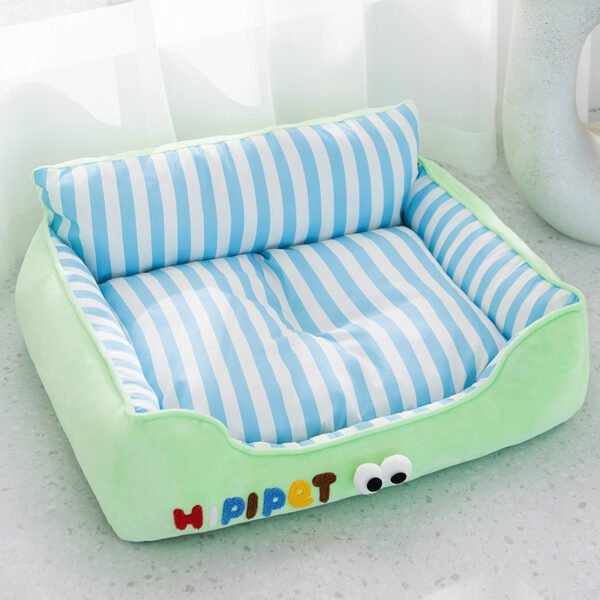 High - back Color - blocking Striped Square Pet Bed