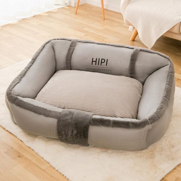 Plush Backrest Square Bed for Large Dogs