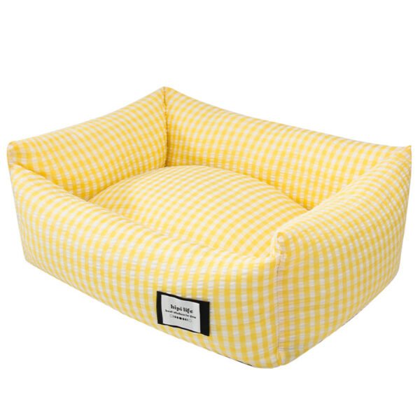 Korean - style Checkered Pet Bed