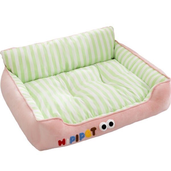 High - back Color - blocking Striped Square Pet Bed