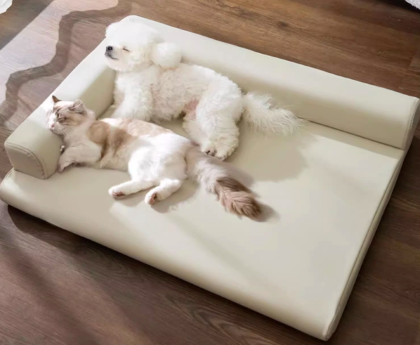 Simple Plain Leather L - shaped Sofa Pet Bed