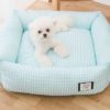 Korean - style Checkered Pet Bed