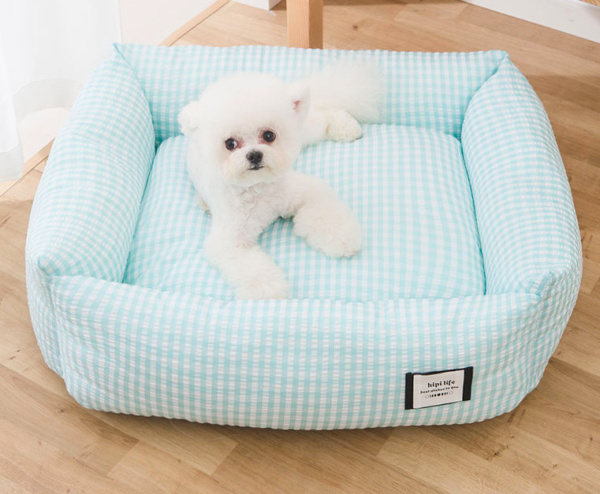 Korean - style Checkered Pet Bed