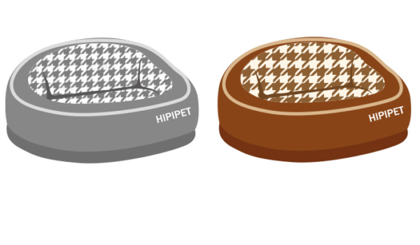 Houndstooth Backrest Oval Pet Bed