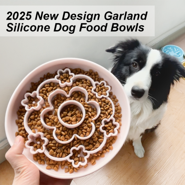 12 BPA Free Easy Clean Six Golden Flowers Slow Feeding Dog Bowl