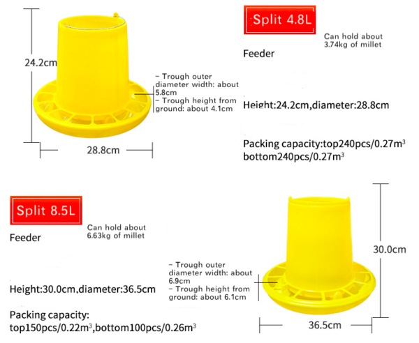 Split chicken feed bucket