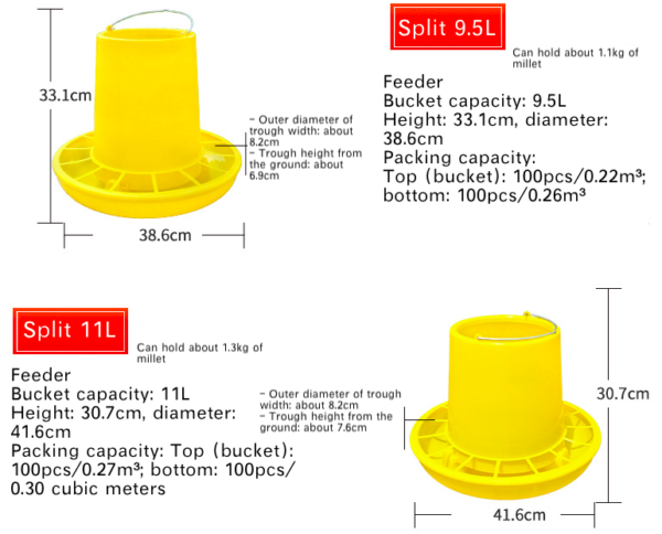 Split chicken feed bucket