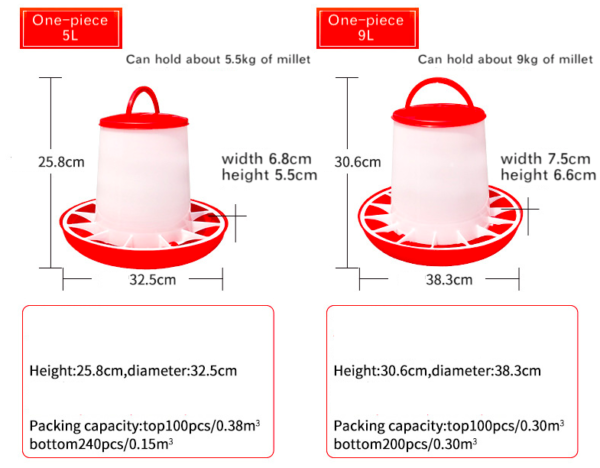 One-piece chicken feed bucket