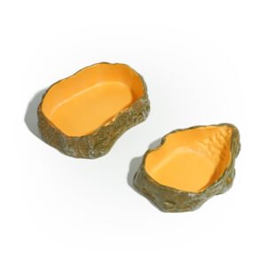 Reptile Habitat Decoration-PVC rock food and water bowl