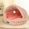 Double-Layer Ribbed Semi-Enclosed Pet Bed