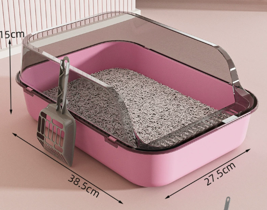 Semi-Enclosed Cat Litter Box
