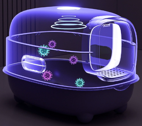 Fully enclosed cat litter box