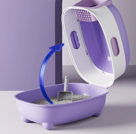 Fully enclosed cat litter box