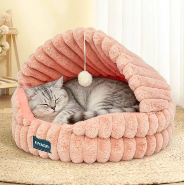 Double-Layer Ribbed Semi-Enclosed Pet Bed