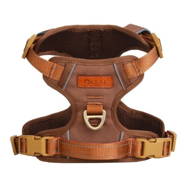 PU leather vest-style dog harness with reflective strips#HP308