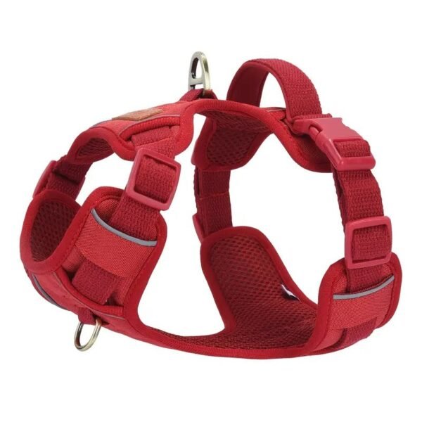 PU leather vest-style dog harness with reflective strips#HP308