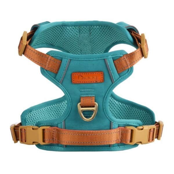 PU leather vest-style dog harness with reflective strips#HP308