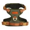 PU leather vest-style dog harness with reflective strips#HP308