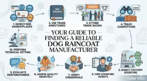 Step-by-step guide on how to find a trusted dog raincoat manufacturer by Yulee Tech.