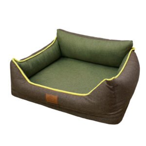 Coarse Linen‑trim Square Pet Bed