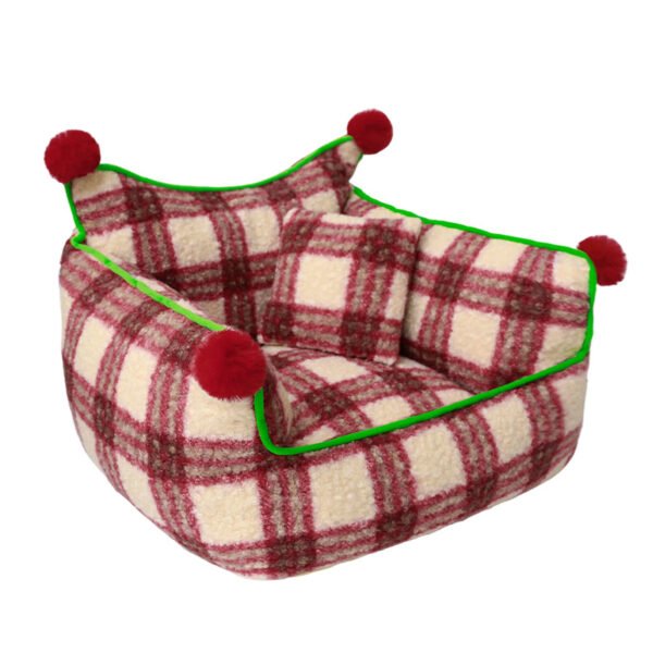 Plaid Plush Pet Sofa