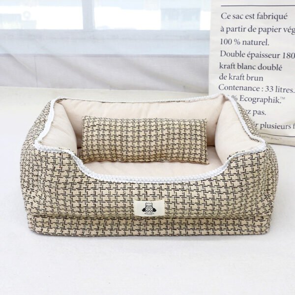 Chanel‑Style Removable Square Pet Bed