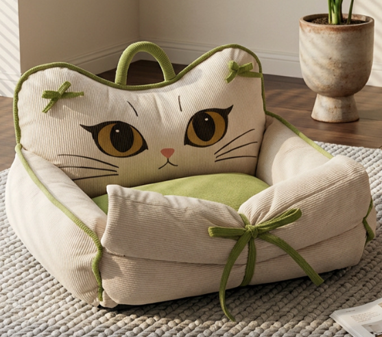 ScreenShot_2026-08-15_164621_470 Strip‑Velvet Pet Bed with Hooded Blanket