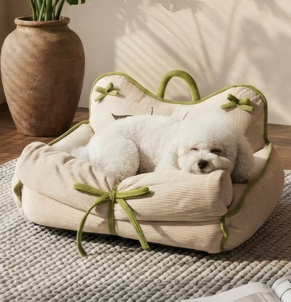 ScreenShot_2026-08-15_164647_638 Strip‑Velvet Pet Bed with Hooded Blanket