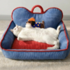 Retro Hot‑dog‑shaped Square Pet Bed