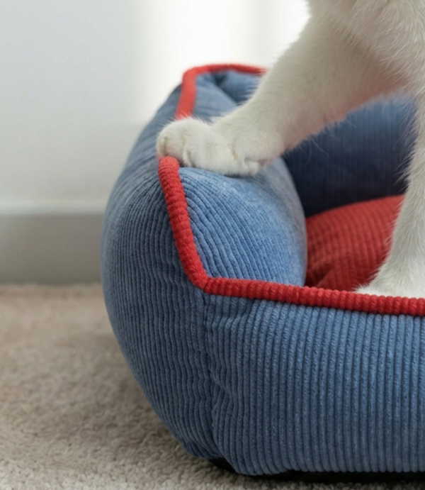 Retro Hot‑dog‑shaped Square Pet Bed