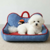 Retro Hot‑dog‑shaped Square Pet Bed