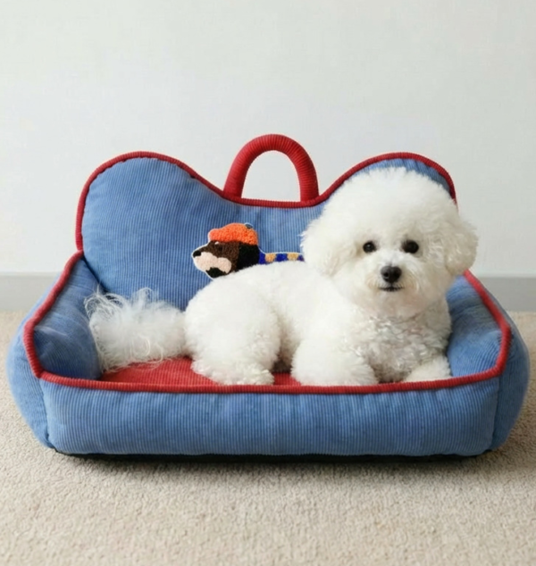 Retro Hot‑dog‑shaped Square Pet Bed