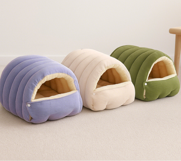 ScreenShot_2026-08-15_171411_281 Striped Velvet Enclosed Pet Bed