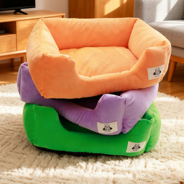 Color Cotton Plush Pet Bed