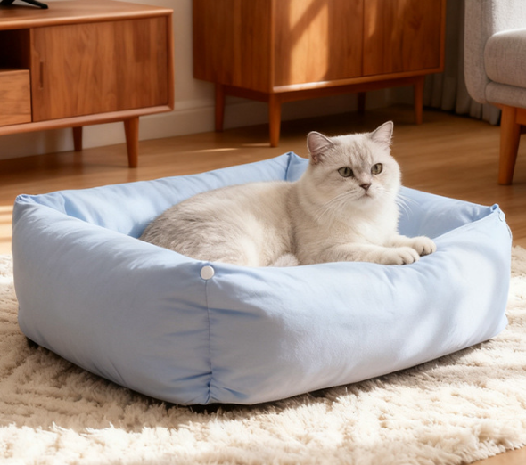 Snap‑button Square Pet Bed