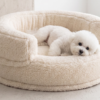 Round pet bed with backrest