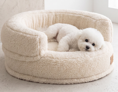 Round pet bed with backrest