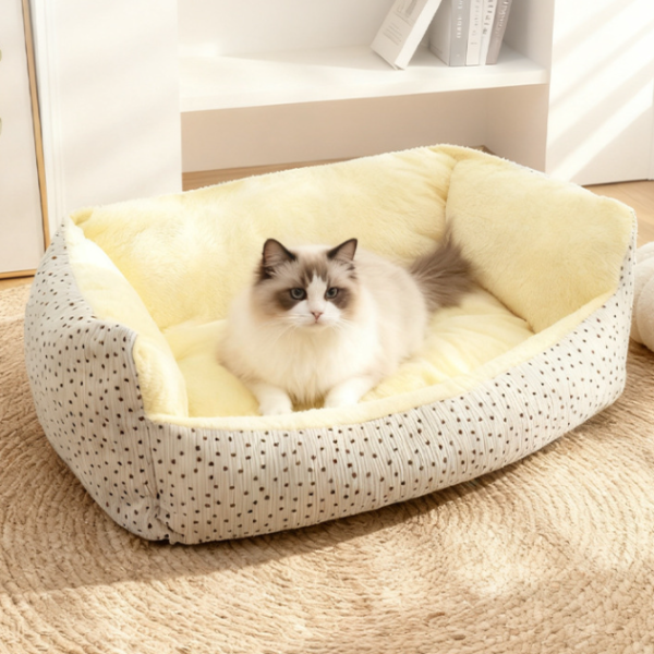 Strip‑velvet Sofa‑Style Pet Bed